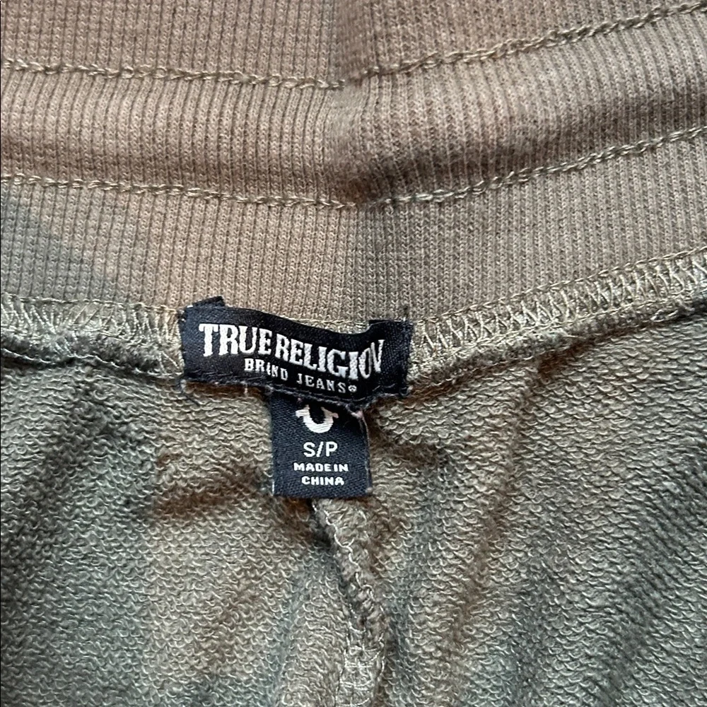 True Religion Panel drop crotch jogger sweats in green size small petite